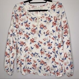 Abercrombie and Fitch Floral Long Sleeve Blouse with Split Back